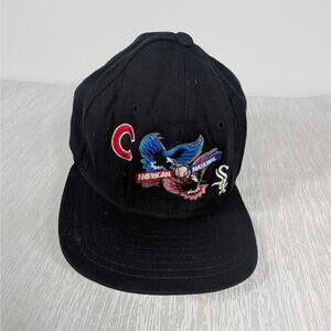 Vintage New Era Chicago Cubs White Sox Black Hat Cap Snap Back MLB Baseball
